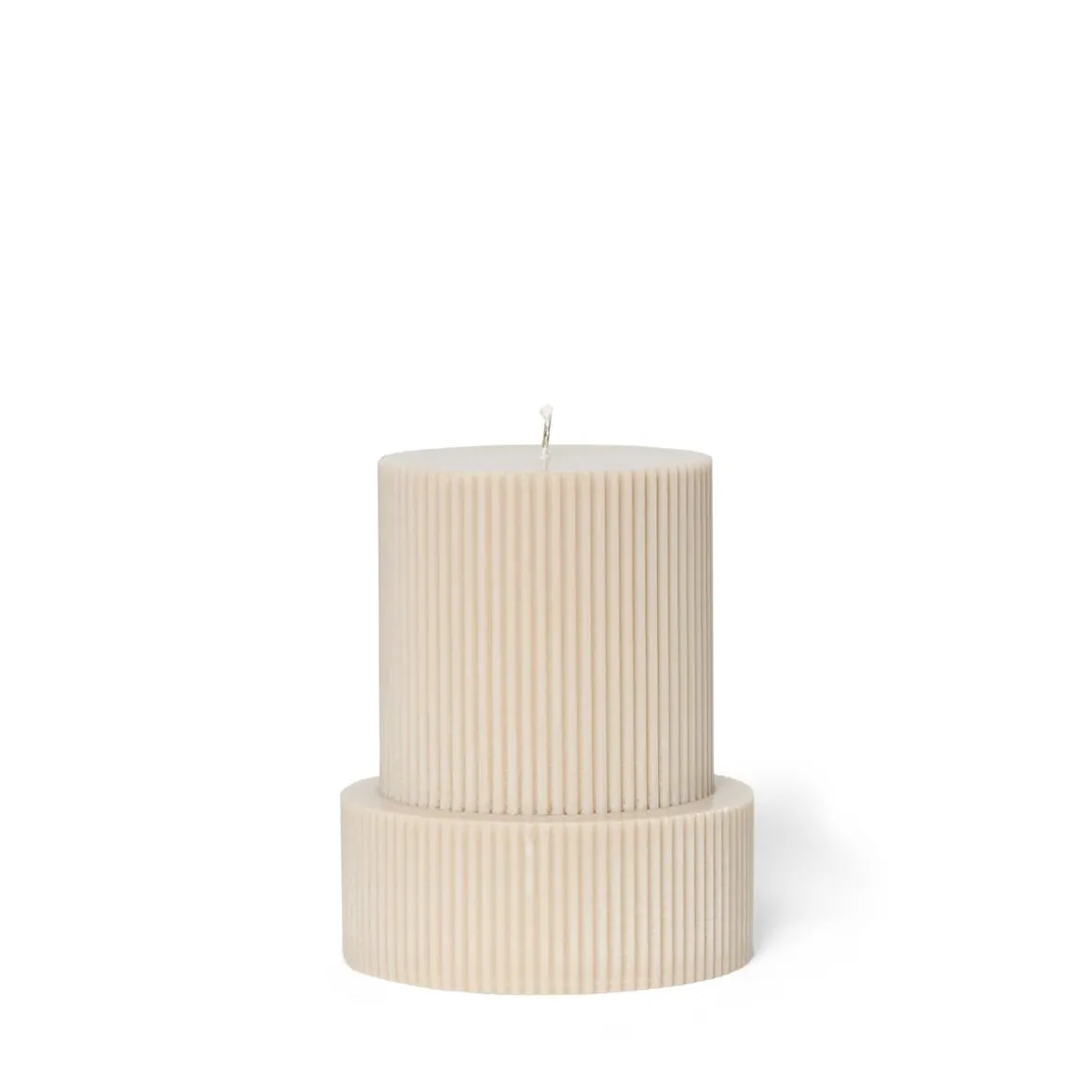 Blockljus Kant Rillat 15x12cm Beige